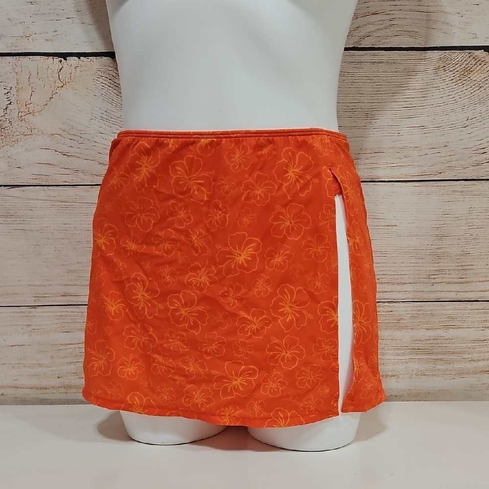 💟 Pacsun Swim Skirt Bottoms Orange Topical Floral XL
